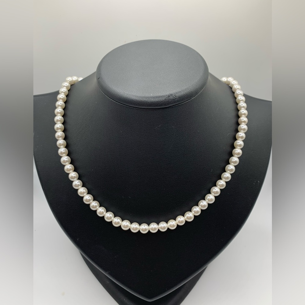 New PAJ 5mm white shell pearl 925 Sterling Silver adjustable necklace